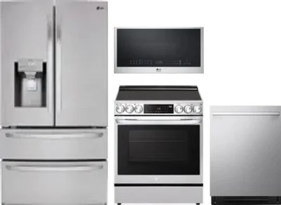 4 Piece Package Includes Refrigerator, Range, Microwave And Dishwasher