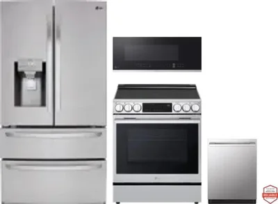 4 Piece Package Includes Refrigerator, Range, Microwave And Dishwasher