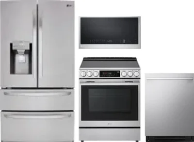 4 Piece Package Includes Refrigerator, Range, Microwave And Dishwasher