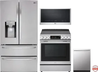 4 Piece Package Includes Refrigerator, Range, Microwave And Dishwasher