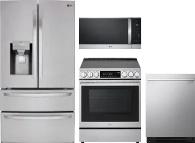 4 Piece Package Includes Refrigerator, Range, Microwave And Dishwasher