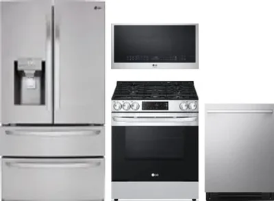 4 Piece Package Includes Refrigerator, Range, Microwave And Dishwasher