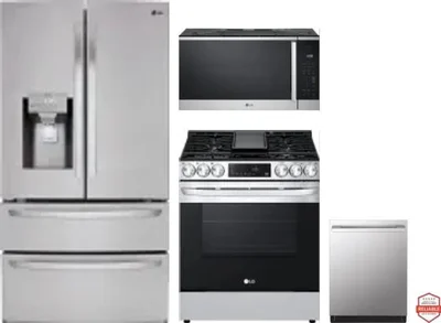 4 Piece Package Includes Refrigerator, Range, Microwave And Dishwasher