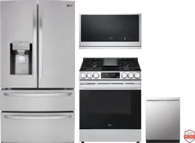 4 Piece Package Includes Refrigerator, Range, Microwave And Dishwasher