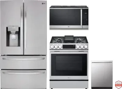 4 Piece Package Includes Refrigerator, Range, Microwave And Dishwasher
