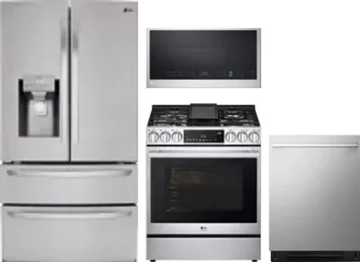 4 Piece Package Includes Refrigerator, Range, Microwave And Dishwasher