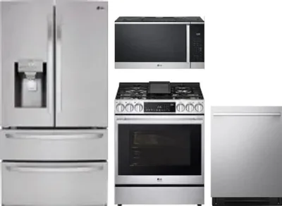 4 Piece Package Includes Refrigerator, Range, Microwave And Dishwasher