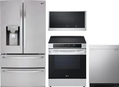 4 Piece Package Includes Refrigerator, Range, Microwave And Dishwasher