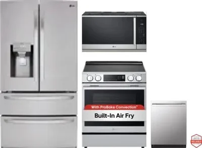 4 Piece Package Includes Refrigerator, Range, Microwave And Dishwasher