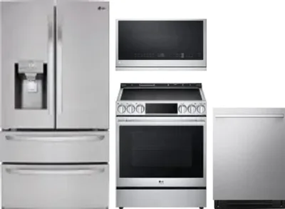 4 Piece Package Includes Refrigerator, Range, Microwave And Dishwasher