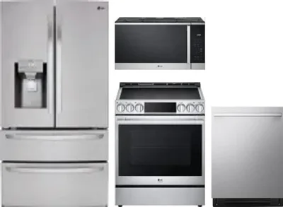 4 Piece Package Includes Refrigerator, Range, Microwave And Dishwasher