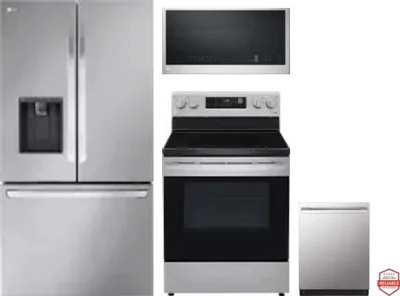 4 Piece Package Includes Refrigerator, Range, Microwave And Dishwasher