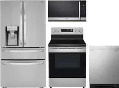 4 Piece Package Includes Refrigerator, Range, Microwave And Dishwasher