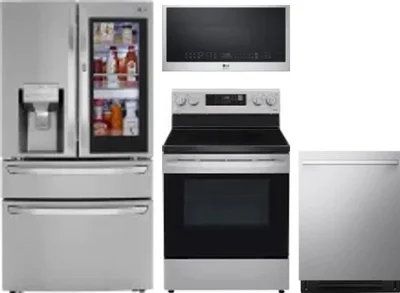 4 Piece Package Includes Refrigerator, Range, Microwave And Dishwasher