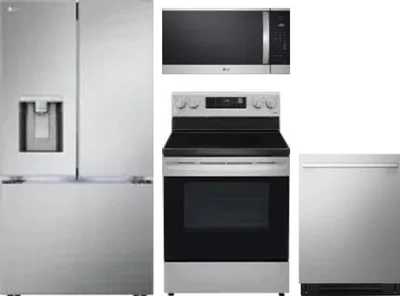 4 Piece Package Includes Refrigerator, Range, Microwave And Dishwasher