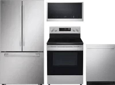 4 Piece Package Includes Refrigerator, Range, Microwave And Dishwasher