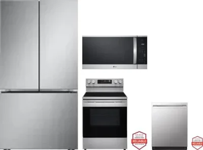 4 Piece Package Includes Refrigerator, Range, Microwave And Dishwasher