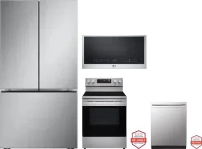 4 Piece Package Includes Refrigerator, Range, Microwave And Dishwasher