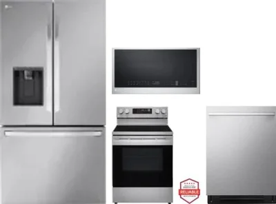 4 Piece Package Includes Refrigerator, Range, Microwave And Dishwasher