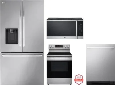 4 Piece Package Includes Refrigerator, Range, Microwave And Dishwasher