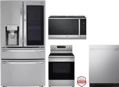 4 Piece Package Includes Refrigerator, Range, Microwave And Dishwasher