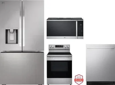 4 Piece Package Includes Refrigerator, Range, Microwave And Dishwasher