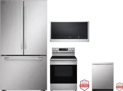 4 Piece Package Includes Refrigerator, Range, Microwave And Dishwasher