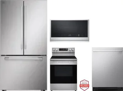 4 Piece Package Includes Refrigerator, Range, Microwave And Dishwasher