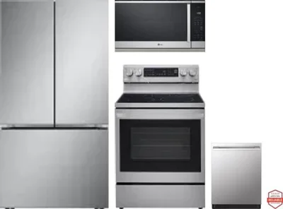 4 Piece Package Includes Refrigerator, Range, Microwave And Dishwasher