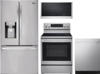 4 Piece Package Includes Refrigerator, Range, Microwave And Dishwasher