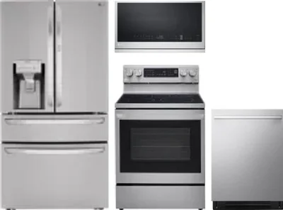 4 Piece Package Includes Refrigerator, Range, Microwave And Dishwasher