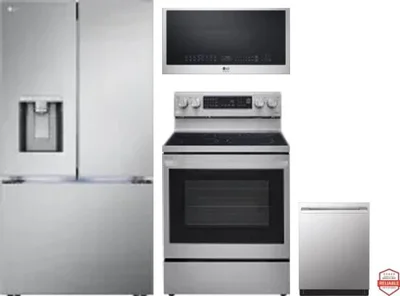 4 Piece Package Includes Refrigerator, Range, Microwave And Dishwasher