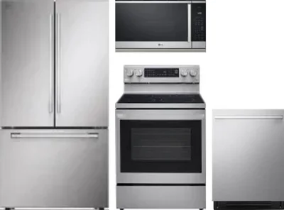 4 Piece Package Includes Refrigerator, Range, Microwave And Dishwasher