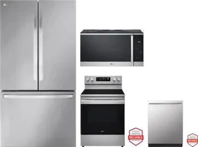 4 Piece Package Includes Refrigerator, Range, Microwave And Dishwasher