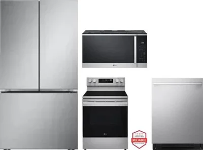4 Piece Package Includes Refrigerator, Range, Microwave And Dishwasher
