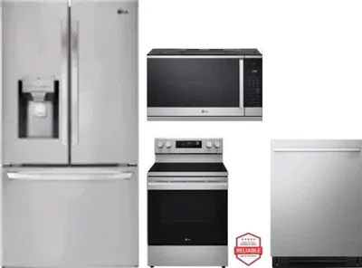 4 Piece Package Includes Refrigerator, Range, Microwave And Dishwasher