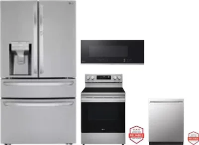 4 Piece Package Includes Refrigerator, Range, Microwave And Dishwasher