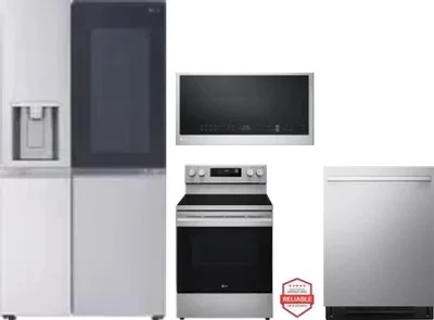 4 Piece Package Includes Refrigerator, Range, Microwave And Dishwasher