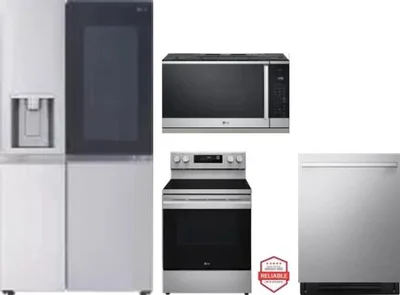 4 Piece Package Includes Refrigerator, Range, Microwave And Dishwasher