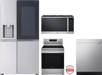 4 Piece Package Includes Refrigerator, Range, Microwave And Dishwasher