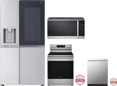 4 Piece Package Includes Refrigerator, Range, Microwave And Dishwasher