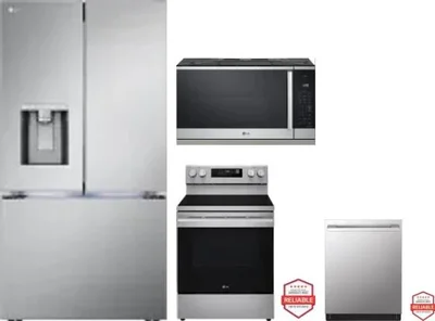 4 Piece Package Includes Refrigerator, Range, Microwave And Dishwasher