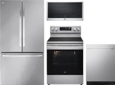 4 Piece Package Includes Refrigerator, Range, Microwave And Dishwasher