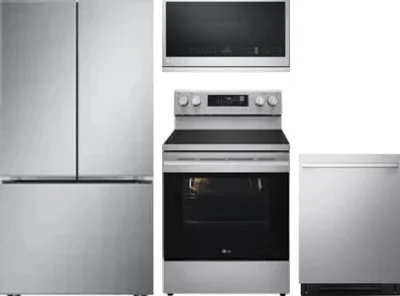 4 Piece Package Includes Refrigerator, Range, Microwave And Dishwasher