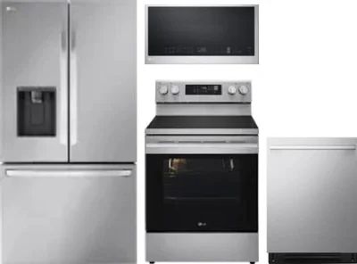4 Piece Package Includes Refrigerator, Range, Microwave And Dishwasher