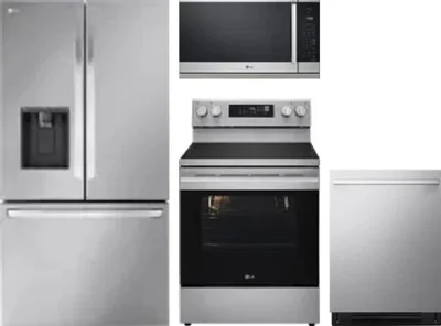 4 Piece Package Includes Refrigerator, Range, Microwave And Dishwasher