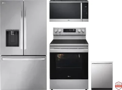 4 Piece Package Includes Refrigerator, Range, Microwave And Dishwasher
