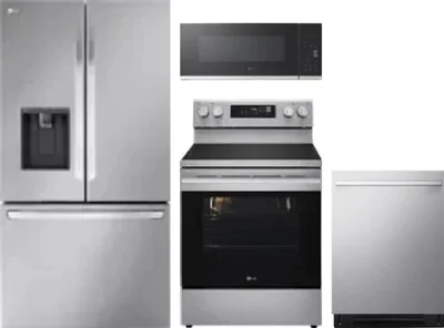 4 Piece Package Includes Refrigerator, Range, Microwave And Dishwasher