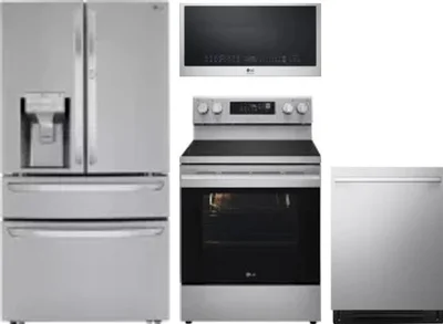 4 Piece Package Includes Refrigerator, Range, Microwave And Dishwasher