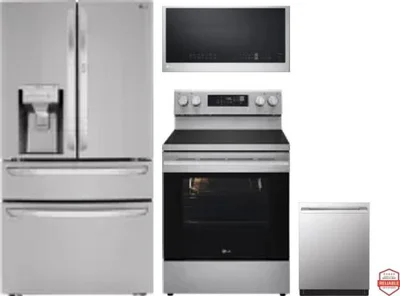 4 Piece Package Includes Refrigerator, Range, Microwave And Dishwasher